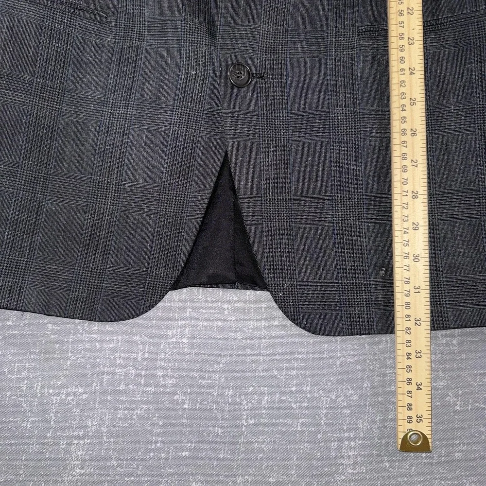 Pierre Cardin Blazer Mens 44 Gray Check Plaid Two Button Sport‎ Coat Jacket